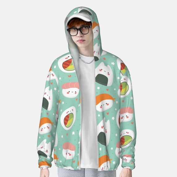 Lsque Kawaii Sushi UPF 50+ Lightweight Sun Protection Men's Women's Long Sleeve Shirt, Hoodie Performance -X-Large