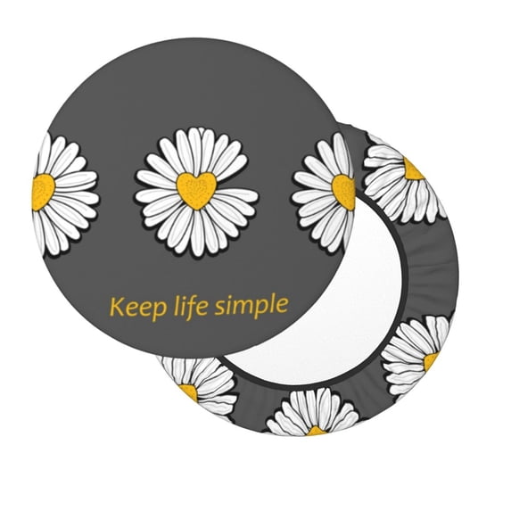 Lsque Keep Life Simple Daisy Flower Round Bar chair cushion covers Velvet Fabric Premium Comfort Protects from Scratches and Stains for 14-17 Inch Chair- 14 inch