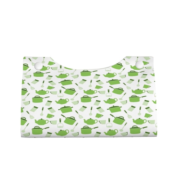 Lsque Kitchen Utensiles Cooking Pots Printed Long Tissue Box Cover Holder, Facial Paper Organizer Dispenser,Triangle with Bottom Belt, PVC Leather Decorative Organizer