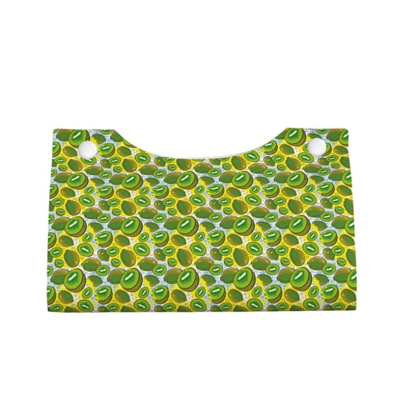 Lsque Kiwi Fruits Summer Printed Long Tissue Box Cover Holder, Facial Paper Organizer Dispenser,Triangle with Bottom Belt, PVC Leather Decorative Organizer