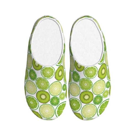 Lsque Kiwi Lemon Pattern Womens Comfort Cotton on Scuff With Memory Foam and Anti-skid Sole Slipper-46/47