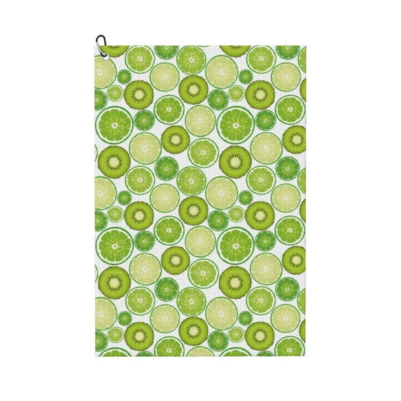 Lsque Kiwi Lemon Premium Golf Towel - Ultra Absorbent and Quick Drying Microfiber Towel with Carabiner - Gift for Men -24" X 16"