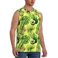 thumbnail image 1 of Lsque Kiwi and Avocado Print Men's Cotton Blend Sleeveless Muscle Shirts (S-3XL)- Moisture Wicking, Odor Protection, UPF 30+,Small, 1 of 8