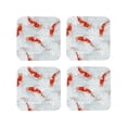thumbnail image 1 of Lsque Koi Fish Corals,Spring Summer Pattern 4" Drink Coasters Set of 4, PVC Leather Absorbent Coasters, Table Coaster Set Decorative Coffee Cup Coasters Housewarming Gift -Square, 1 of 6