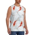 thumbnail image 1 of Lsque Koi Fish Corals,Spring Summer Print Men's Cotton Blend Sleeveless Muscle Shirts (S-3XL)- Moisture Wicking, Odor Protection, UPF 30+,Small, 1 of 7
