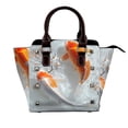 thumbnail image 1 of Lsque Koi Fish Water Pattern Leather Rivet Shoulder Bag – Elegant Genuine Leather & Microfiber PU Crossbody with Detachable Adjustable Strap, 1 of 5