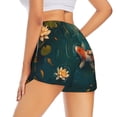 thumbnail image 1 of Lsque Koi Pond Lilies Printed Women's Running Shorts with Liner Pockets,Elastic Quick Dry Workout Athletic Gym Yoga Shorts,Womens High Waist Shorts-, 1 of 9