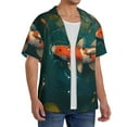 thumbnail image 1 of Lsque Koi Pond Lilies print Men's Cuban Collar Short Sleeve Shirt Summer Beachwear Casual Button Down Fashionable Vacation Leisure Shirt-Medium, 1 of 7