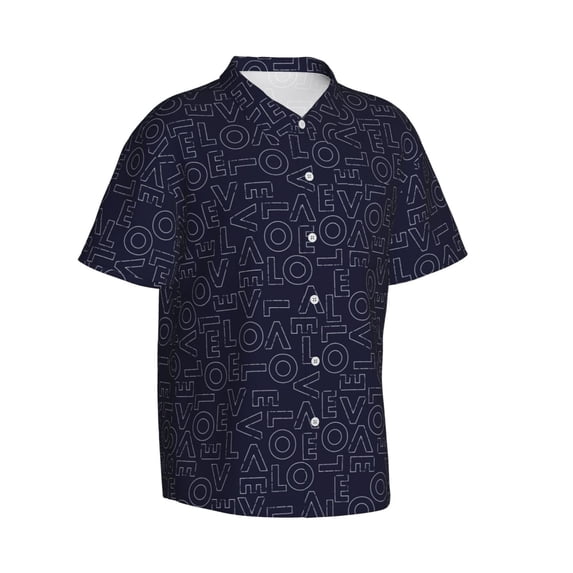 Lsque LOVE pattern Hawaiian Shirt for Men, Unisex Summer Beach Casual Short Sleeve Button Down Shirts-3X-Large