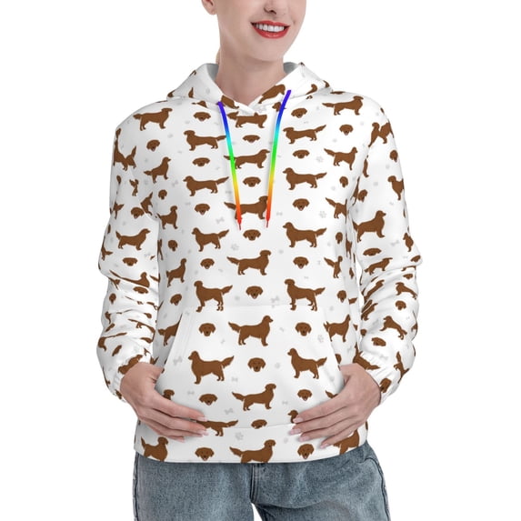 Lsque Labrador Retriever Dog Pattern Casual Women's Hoodie,Hooded Sweatshirt with Kangaroo Pocket,Pullover Hoodie with Eye-catching Drawstrings-Small