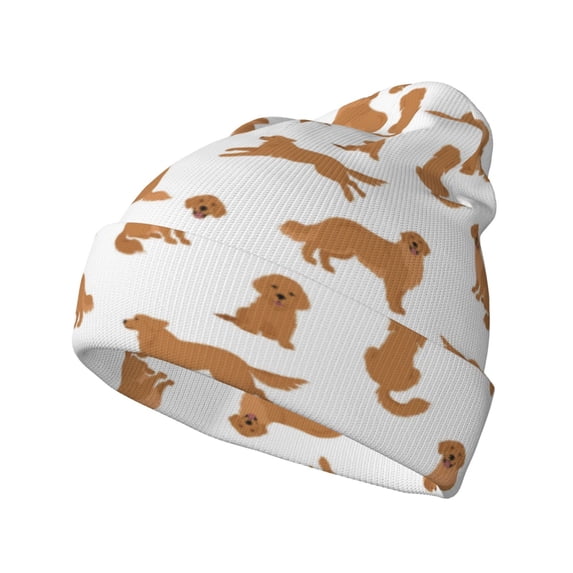 Lsque Labrador Retriever Dog Pattern Knitted Beanie, Unisex Winter Hat, Knit Hat Winter Beanies Thick Fisherman Beanies Cuffed Plain Skull Caps