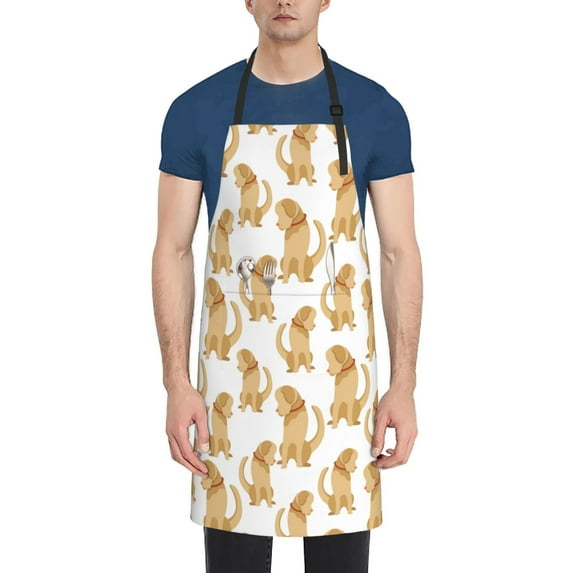 Lsque Labrador Retriever Dog Waterproof Apron Chef Aprons for Men Heavy Duty Chemical Work Apron Extra Long Grilling Aprons with Adjustable Bib Apron