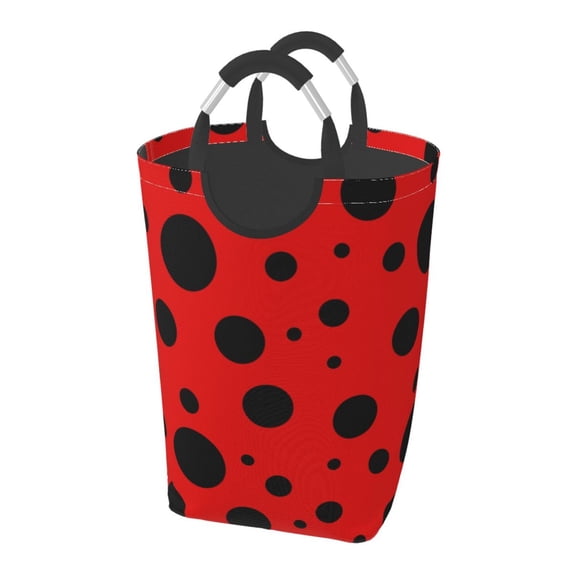 Lsque Ladybug Pattern Laundry Basket, Laundry Hamper, Dirty Clothes Hamper for Laundry, Collapsible, Waterproof Laundry Baskets with Aluminum Handles for Laundry, Dorm, Family