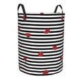 thumbnail image 1 of Lsque Ladybugs on Black and White Striped pattern Laundry Hamper Basket, Tall Woven Rope Hamper Basket for Clothes, Lightweight Storage Basket, Collapsible Waterproof-Small, 1 of 8