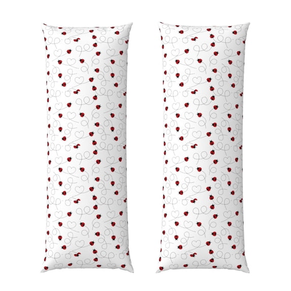 Lsque Ladybugs Flying On Dotted Route Body Pillow Case Cover,Ultra-Soft Microfiber Bed Pillow Cases 20x54 inches,Elegant Bedding,Breathable Durable Pillow Cover with Envelope Closure