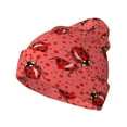 thumbnail image 1 of Lsque Ladybugs On Red Polka Dot Pattern Knitted Beanie, Unisex Winter Hat, Knit Hat Winter Beanies Thick Fisherman Beanies Cuffed Plain Skull Caps, 1 of 6