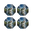 thumbnail image 1 of Lsque Largemouth Bass Jumping Out of The Water Pattern 4" Drink Coasters Set of 4, PVC Leather Absorbent Coasters, Table Coaster Set Decorative Coffee Cup Coasters Housewarming Gift-Octagon, 1 of 6