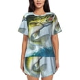 thumbnail image 1 of Lsque Largemouth Bass jumps out of water Pattern Women's Short-Sleeved Pajama Set - 2 Piece Soft and Lightweight Sleepwear Set-Small, 1 of 6
