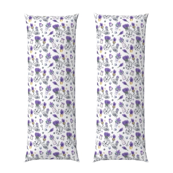 Lsque Lavender Bicycle Body Pillow Case Cover,Ultra-Soft Microfiber Bed Pillow Cases 20x54 inches,Elegant Bedding,Breathable Durable Pillow Cover with Envelope Closure