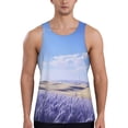 thumbnail image 1 of Lsque Lavender Fields Under Blue Sky Pattern Mens Tank Tops Muscle Athletic Quick Dry Sleeveless Workout Fitness T Shirts Beach Tank Top, Loose-fit Sleeveless Shirt for Men-XX-Large, 1 of 7