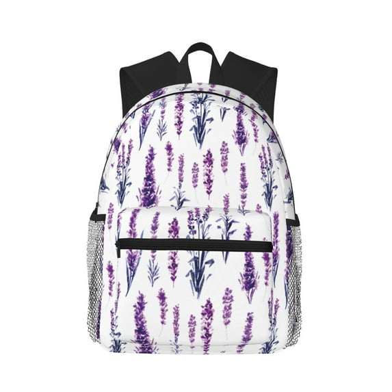Lsque Lavender Flowers Classic Casual Backpack - Large Capacity Water-Resistant Backpack for School, Work, Travel, and Outdoor Activities