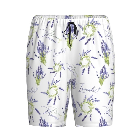 Lsque Lavender Flowers Mens Sleep Pajama Shorts,Short Pajama Pants, Cotton Ultra-Soft Knit-4X-Large