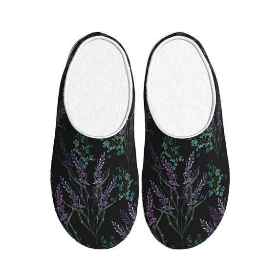Lsque Lavender Flowers Pattern Womens Comfort Cotton on Scuff With Memory Foam and Anti-skid Sole Slipper-39/40