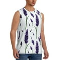 thumbnail image 1 of Lsque Lavender Flowers Print Men's Cotton Blend Sleeveless Muscle Shirts (S-3XL)- Moisture Wicking, Odor Protection, UPF 30+,3X-Large, 1 of 8