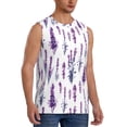 thumbnail image 1 of Lsque Lavender Flowers Print Men's Cotton Blend Sleeveless Muscle Shirts (S-3XL)- Moisture Wicking, Odor Protection, UPF 30+,XX-Large, 1 of 8