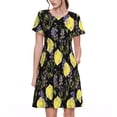 thumbnail image 1 of Lsque Lavender Flowers Print Women's Casual Dress T-Shirt Summer Short Sleeve Scoop Neck Swing Dresses, 1 of 6