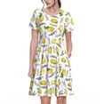 thumbnail image 1 of Lsque Lavender Flowers Print Women's Casual Dress T-Shirt Summer Short Sleeve Scoop Neck Swing Dresses, 1 of 6