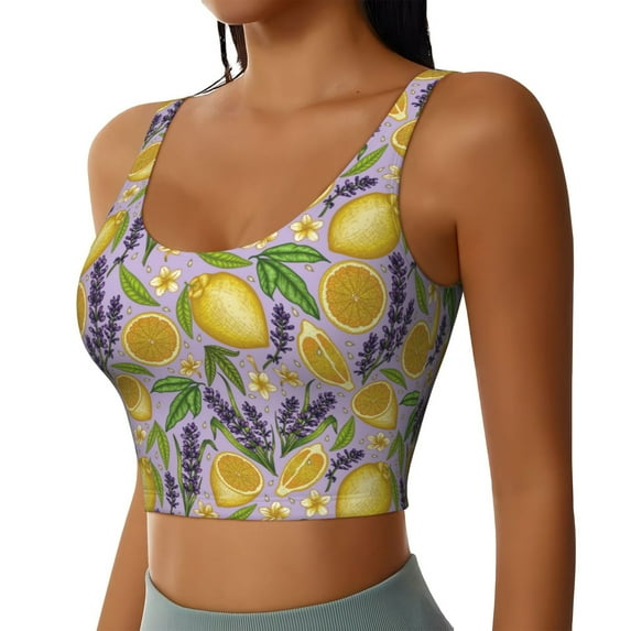 Lsque Lavender Flowers Printed Women'S Sports Bra, Compression, Moisture Wicking, High-Impact Sports Bra For Women,Supportive sports bra-XX-Large