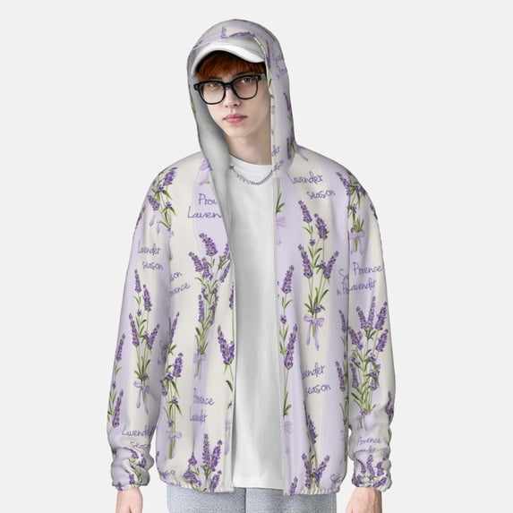 Lsque Lavender Flowers UPF 50+ Lightweight Sun Protection Men's Women's Long Sleeve Shirt, Hoodie Performance -XX-Large