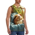 thumbnail image 1 of Lsque Lazy Home Style Guinea Pig Print Men's Cotton Blend Sleeveless Muscle Shirts (S-3XL)- Moisture Wicking, Odor Protection, UPF 30+,3X-Large, 1 of 8