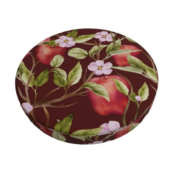 Lsque Leaf And Fruit Pattern Round Bar chair cushion covers Velvet Fabric Premium Comfort Protects from Scratches and Stains for 14-17 Inch Chair-12 inch