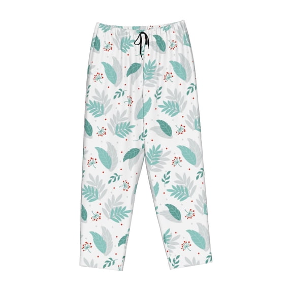 Lsque Leaf Print Green Print Women's Pajama Pants, Lounge Pant - Comfortable Home Wear,Elastic Waistband, Stylish Design-XX-Large