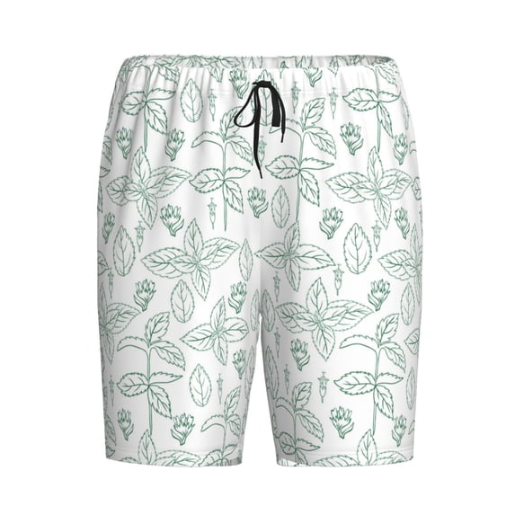 Lsque Leaf Print Mens Sleep Pajama Shorts,Short Pajama Pants, Cotton Ultra-Soft Knit-4X-Large