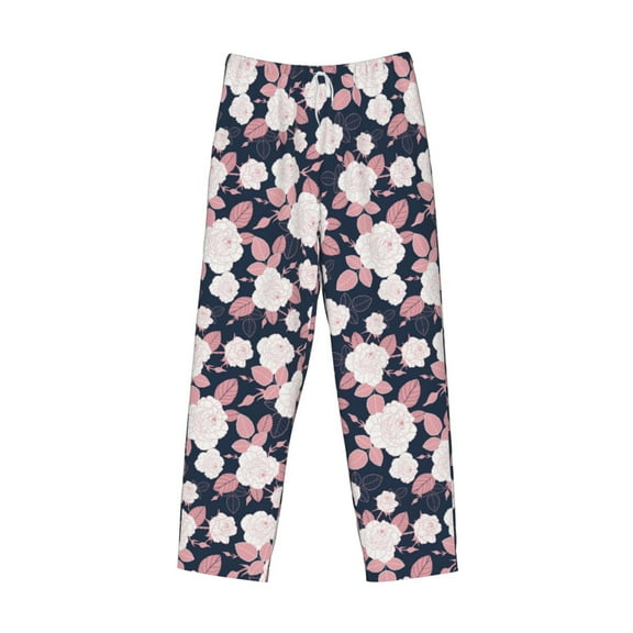 Lsque Leaves Flower Print Men's Pajama Pants, Lounge Pant - Comfortable Home Wear,Elastic Waistband, Stylish Design-Small