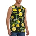 thumbnail image 1 of Lsque Lemon Fruits Flowers Leaves Print Men's Cotton Blend Sleeveless Muscle Shirts (S-3XL)- Moisture Wicking, Odor Protection, UPF 30+,3X-Large, 1 of 8