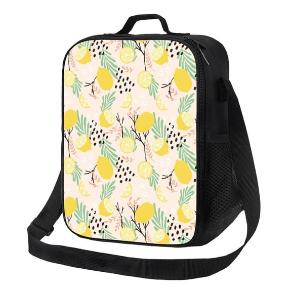 Lsque Lemon Leaves Lunch Bag Lunch Box for Women Men Reusable Insulated Lunch Tote Bag,Leakproof Thermal Cooler Sack Food Handbags Case High Capacity