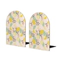 thumbnail image 1 of Lsque Lemon Leaves Printed Wood Bookends,Non-Skid Bookend for Shelves,Heavy Duty Support Bookends,Non-Slip Foam Pads for Office, Home, and Library,1 Pair, 1 of 8