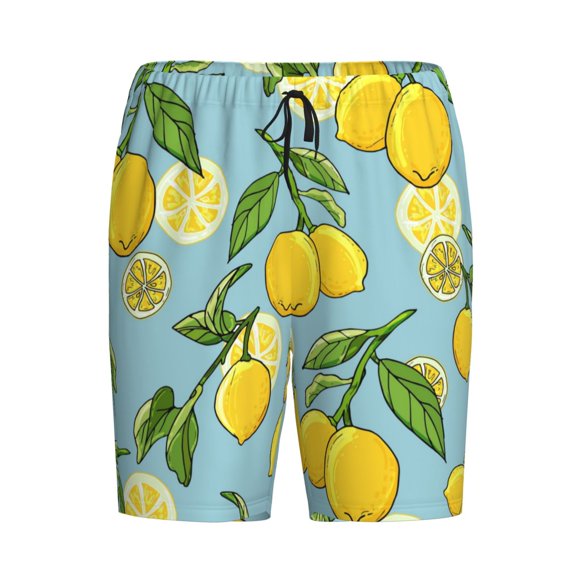 Lsque Lemon Mens Sleep Pajama Shorts,Short Pajama Pants, Cotton Ultra-Soft Knit-Small