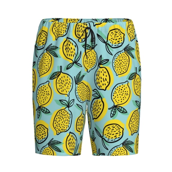 Lsque Lemon Mens Sleep Pajama Shorts,Short Pajama Pants, Cotton Ultra-Soft Knit-X-Large
