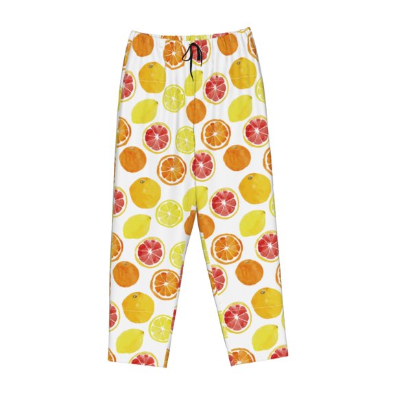 Lsque Lemon Orange Print Women's Pajama Pants, Lounge Pant - Comfortable Home Wear,Elastic Waistband, Stylish Design-Small