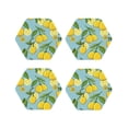 thumbnail image 1 of Lsque Lemon Pattern 4" Drink Coasters Set of 4, PVC Leather Absorbent Coasters, Table Coaster Set Decorative Coffee Cup Coasters Housewarming Gift -Hexagon, 1 of 6