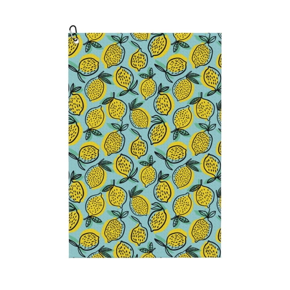 Lsque Lemon Premium Golf Towel - Ultra Absorbent and Quick Drying Microfiber Towel with Carabiner - Gift for Men -24" X 16"