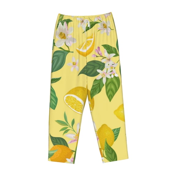Lsque Lemon Print Women's Pajama Pants, Lounge Pant - Comfortable Home Wear,Elastic Waistband, Stylish Design-Large
