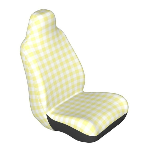 Lsque Lemon Yellow Checkboard Pattern Car Seat Covers for Front Seats , Waterproof Seat Covers for Cars, Sporty Front Seat Covers,Car Seat Cover Protector Front Seats
