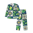 thumbnail image 1 of Lsque Lemon and Leaves Pattern Long Sleeve Pajama Set for Men - Soft 2-Piece Sleepwear and Loungewear Set with Pockets, Comfy Nightwear-Small, 1 of 7