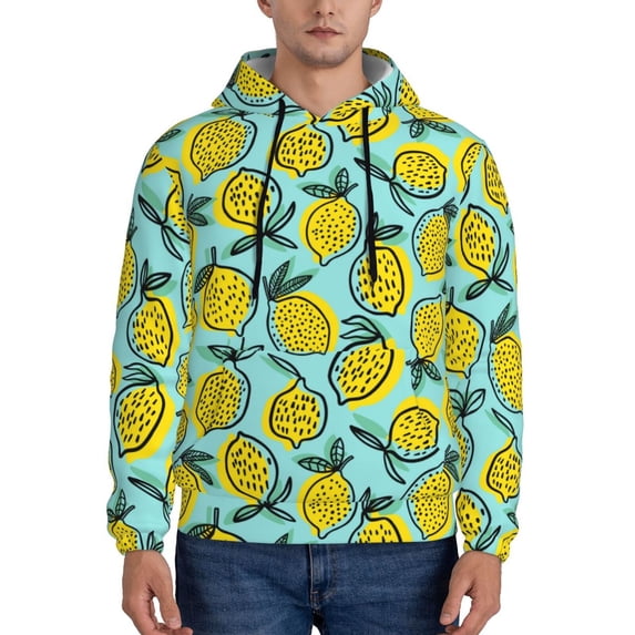 Lsque Lemon1 Pattern Casual Men's Hoodie,Hooded Sweatshirt with Kangaroo Pocket,Pullover Hoodie-3X-Large